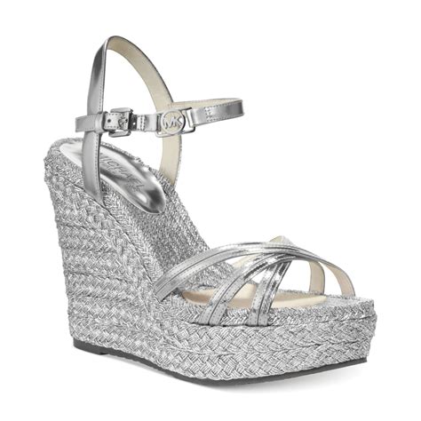 michael kors sandals silver|mk wedge sandals.